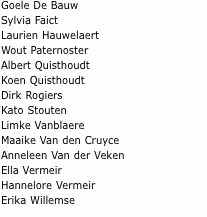 Goele De Bauw Sylvia Faict Laurien Hauwelaert Wout Paternoster 