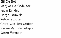 Elfi De Bot Marijke De Sadeleer Fabio Di Meo Margo Pauwels Sebb